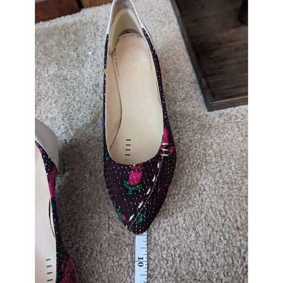 Terra plana  anthropologie kitten heel pumps sz 7 leather and fabric - Picture 5 of 6